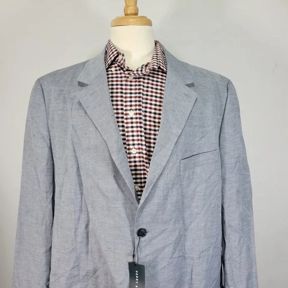 Perry Ellis Men's Sport Coat Blazer Two Button Light Blue Linen Blend‎ 50L